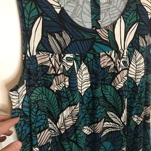 Teal/Green/White/Black Leaf Pattern Tank, ANA Brand, 1x